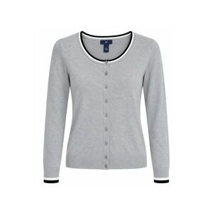 Gap Womens Small Gray Cardigan Black White Tipped Trim Button Front Sweater